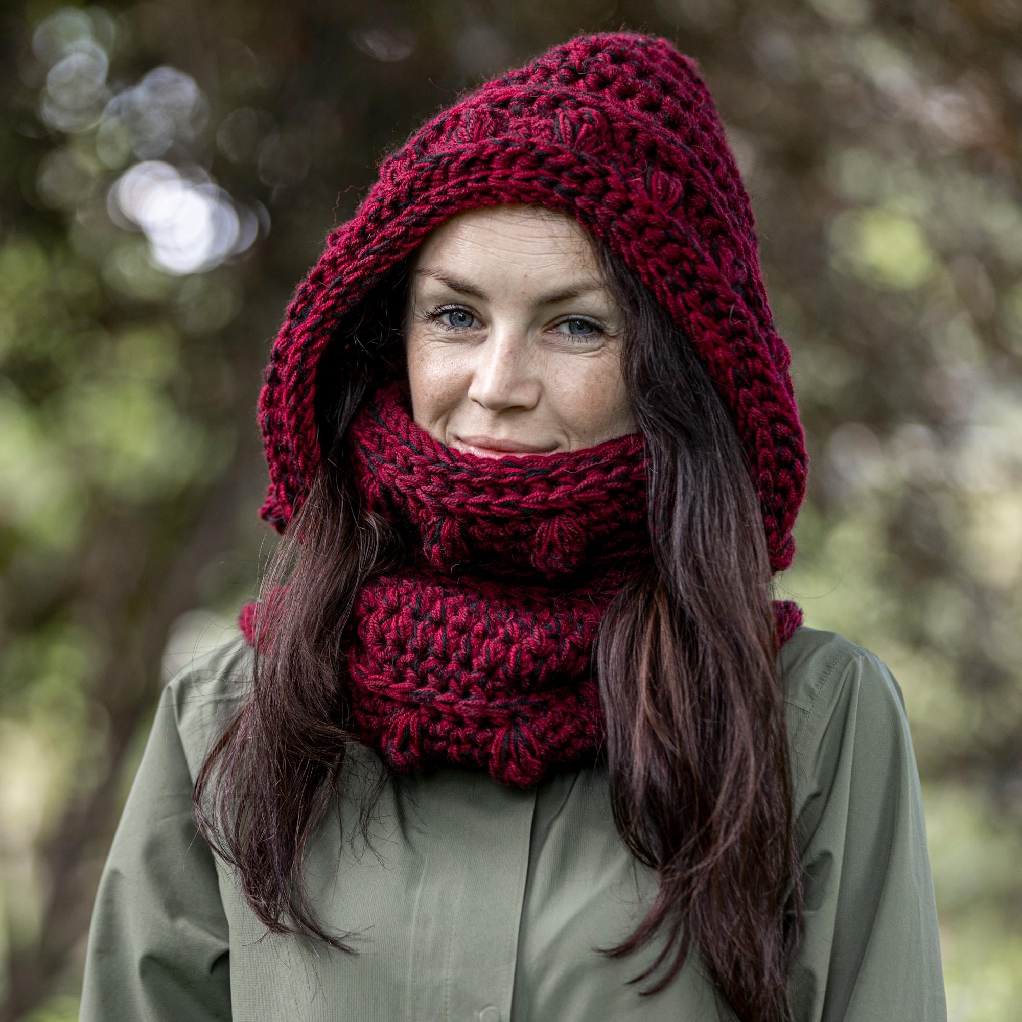 Cozy Handmade Crochet Wool Hooded Cowl Scarf for Winter Warmth