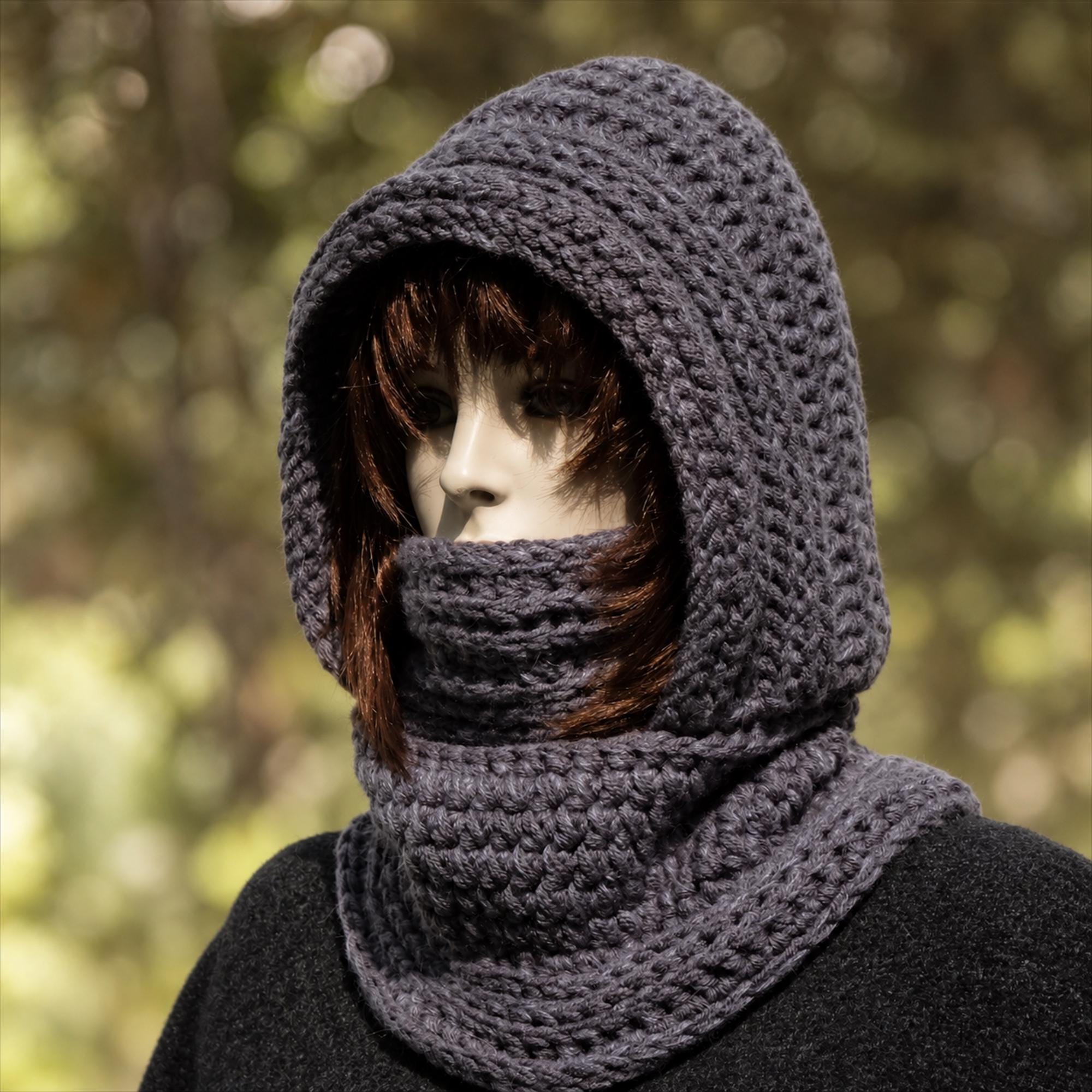 Wool Hooded Balaclava Scarf – Chunky Crochet Winter Cowl for Women
