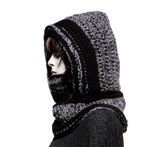 Chunky knit hooded cowl-Cowl hood-Knit hood-Infinity scarf hood-Crochet hooded scarf