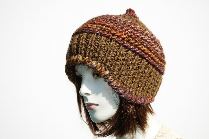 Hand Knit Hat Women-Green Hat Women-Wool Beanie Hat-Warm Wool Winter Hat