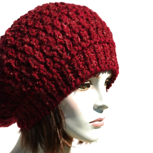 Chapeau en tricot épais, Béret surdimensionné, Bonnet Slouchy, Béret tricoté français, Chapeaux Béret pour femmes