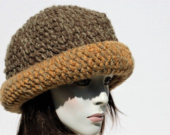 Wool cloche hat-Womens wool hat-Cloche hats women-Chunky knit hat-Wool hats for women-Cloche hat women