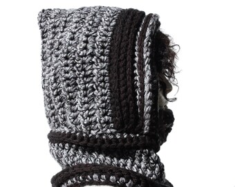 Chunky knit hooded cowl-Cowl hood-Knit hood-Infinity scarf hood-Crochet hooded scarf