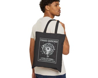Chaos Gardener Tote Bag - Eco-Friendly Cotton Canvas, Pollinator Design