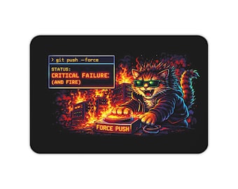 Hacker Cat Desk Mat – Retro Pixel Art, Funny DevOps Gift