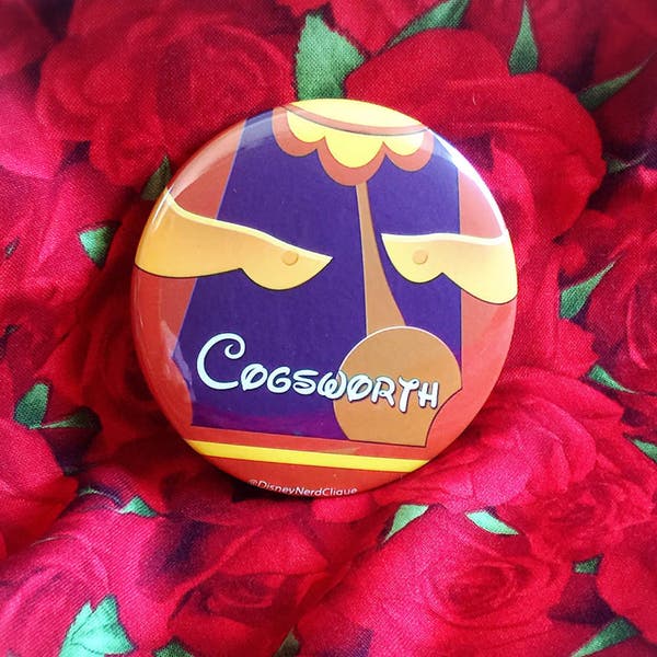 Cogsworth the clock "3 Beauty & the Besst inspired button