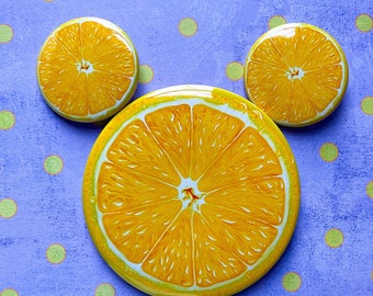 Hidden Mickey lemon  3” & 1.5”  pin back button set