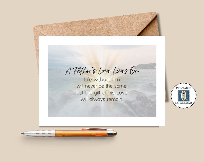 Loss of Father Printable Sympathy Card, Instant Download, Dad