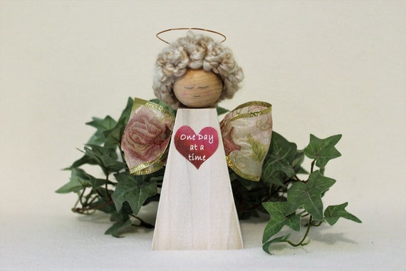 Wooden Angel One Day At A Time Angel Whispers Covid Gift Etsy