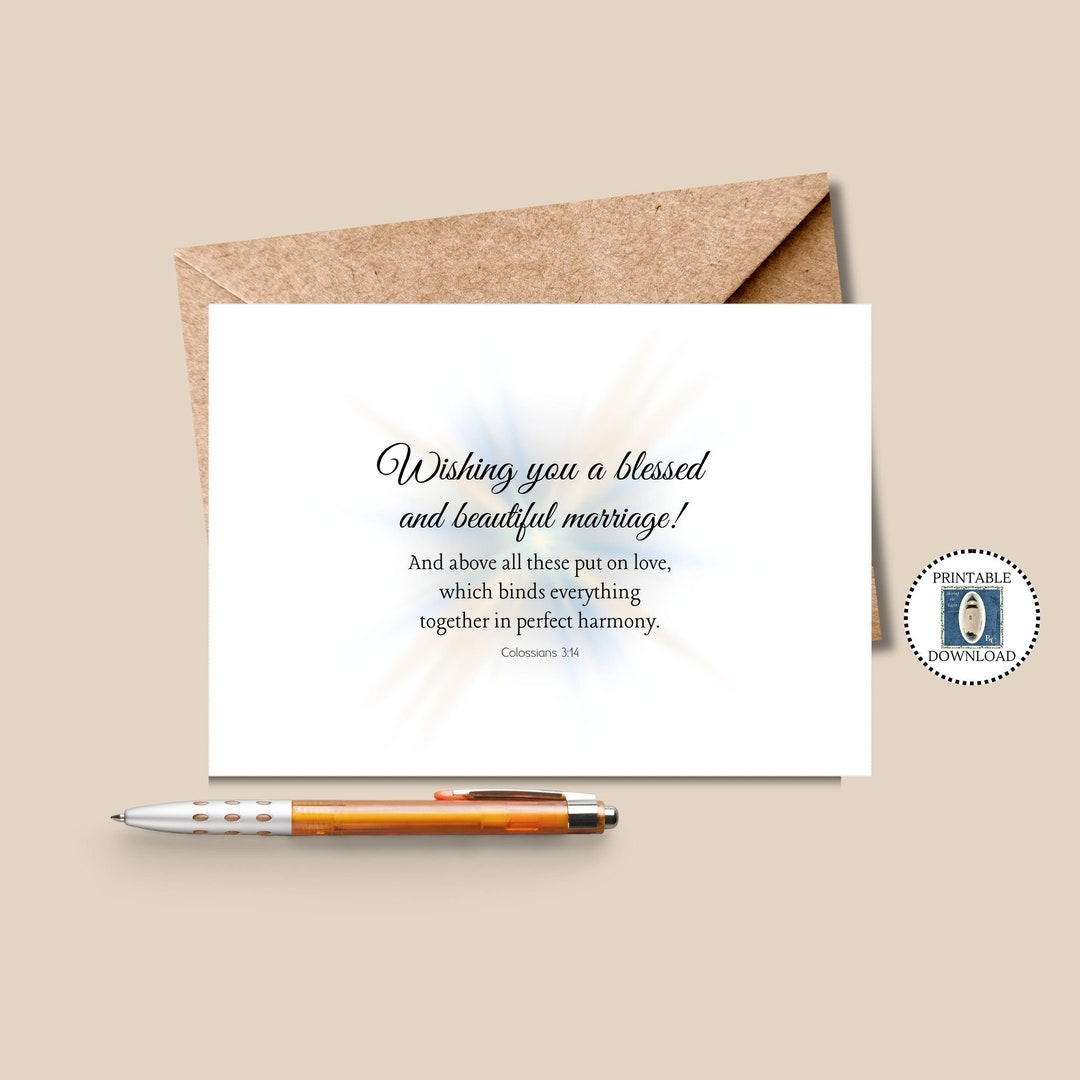 Religious Wedding Card Printable Scripture Marriage Card for - Etsy