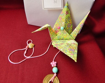 Peace Crane, Good Luck Origami Crane, Window Charm, Mobile Decoration, Retirement, Congratulations, 1st Anniversary Gift, Japanese Crane