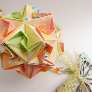 Butterfly Origami Kusudama Ornament, Paper Anniversary Gift