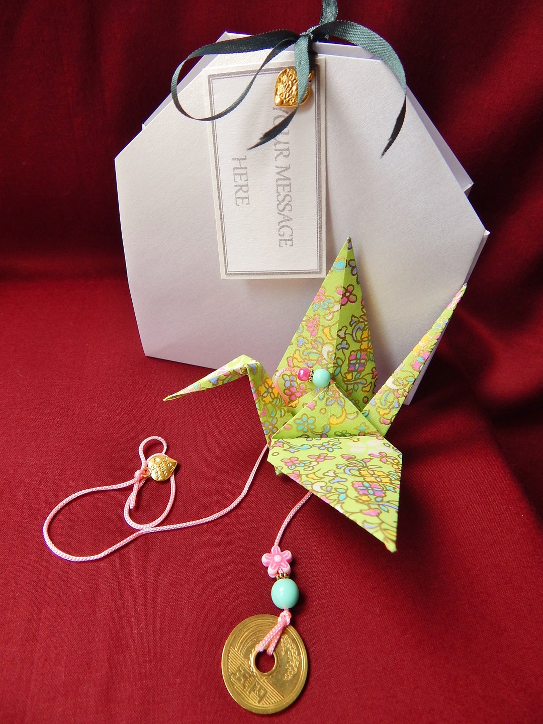 Peace Crane, Good Luck Origami Crane, Window Charm, Mobile Decoration