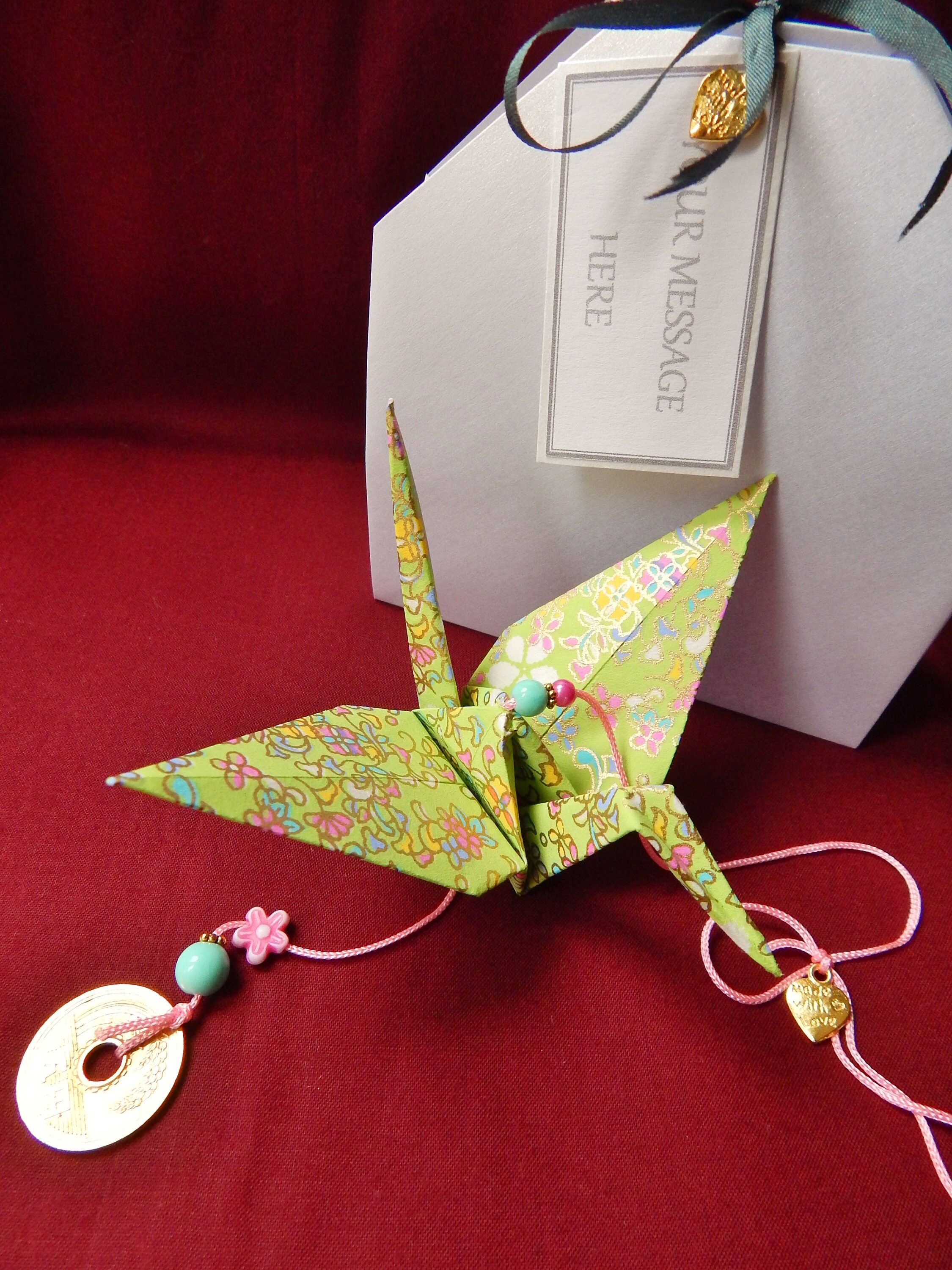 Peace Crane Good Luck Origami Crane Window Charm Mobile Etsy Hong Kong