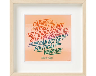 Audre Lorde Self Care Quote Art Print: Inspirational Wall Decor (Digital Download)