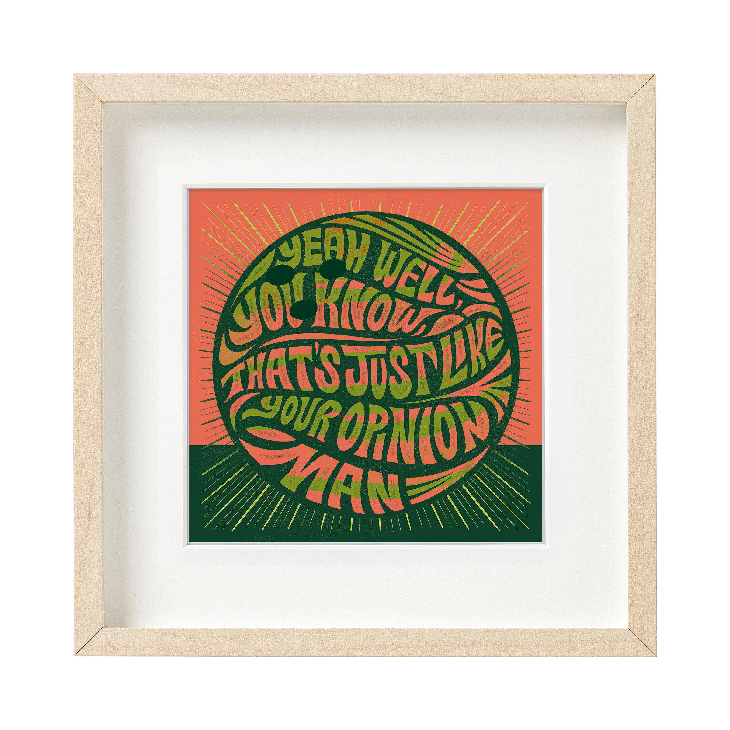 Big Lebowski Opinion Quote, Quote Prints, Movie Quote Decor, Retro Wall