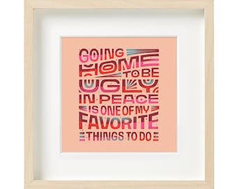 Funny Homebody Art Print: Retro Typography, Colorful Quote (Digital Download)