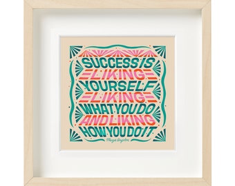 Maya Angelou, Success Quote, Typographic Poster, Gallery Wall art, Office Wall Art, Women Quotes, Home Office Decor