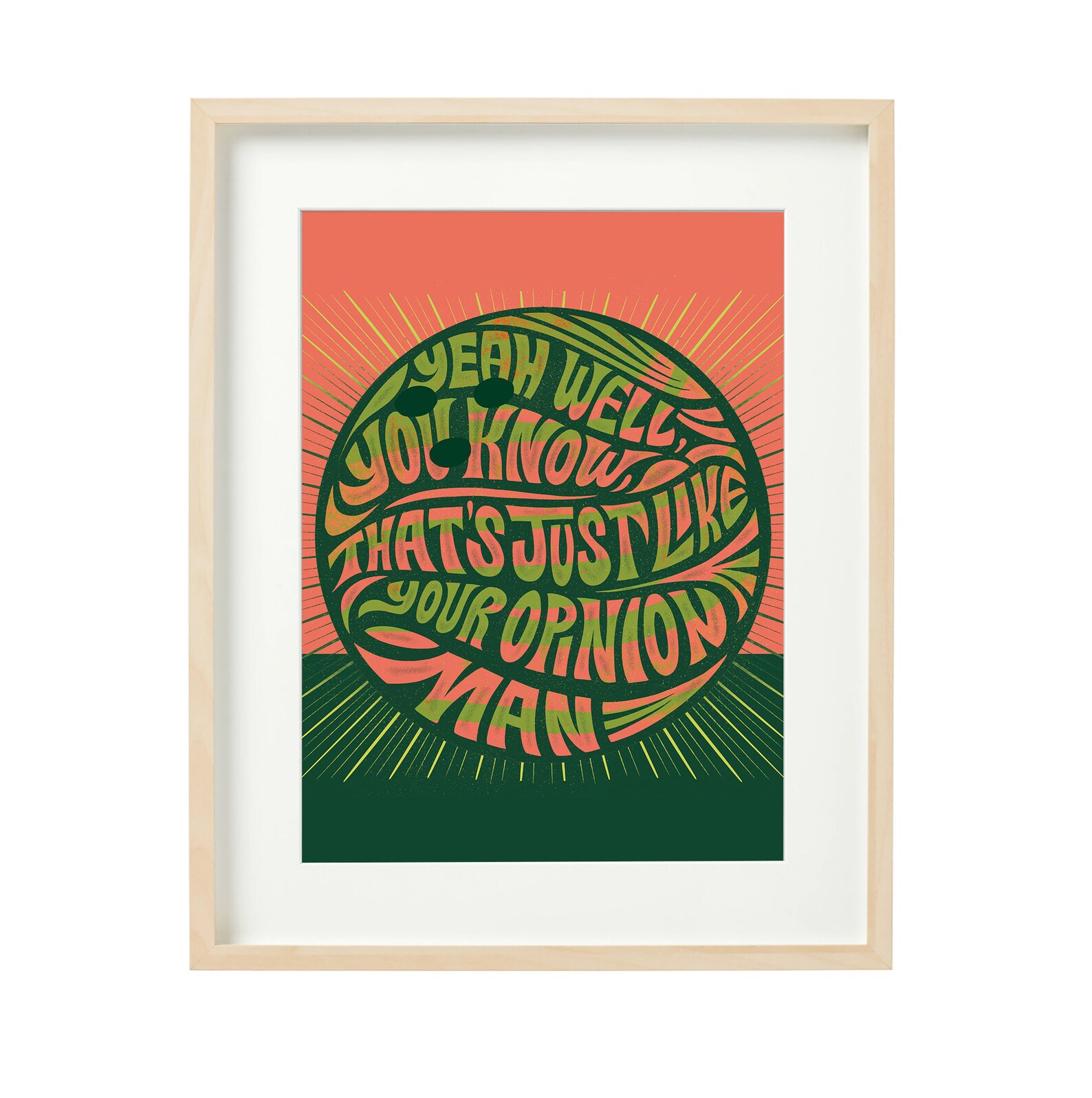 Big Lebowski Opinion Quote, Quote Prints, Movie Quote Decor, Retro Wall
