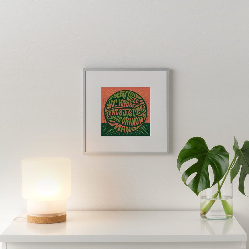Big Lebowski Opinion Quote, Quote Prints, Movie Quote Decor, Retro Wall