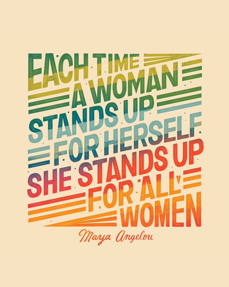 Maya Angelou Quote Wall Art, Inspirational Wall Art, Strong Female Art, Retro Wall Art