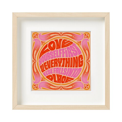Love Yourself Retro Wall Art Self Care Gift Colorful Wall Etsy