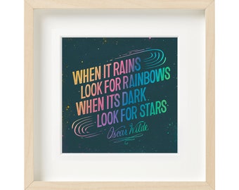 Oscar Wilde, Typographic Poster, Rainbow Quote, Girls Room Decor, Rainbow Wall Art, Rainbow Print, Colorful Wall Art, Quotes Wall Art