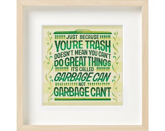 Trash Quote, Funny Quotes, Retro Type, Hand drawn printable, Best Friend Gift, Typography Poster, Colorful Wall Art, Funny Quote Wall Art,