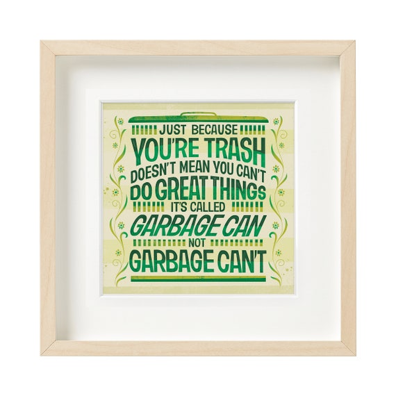 Trash Quote Funny Quotes Retro Type Hand Drawn Printable Etsy