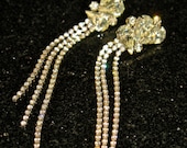 Dramatic Art Deco Rhinestone Waterfall Drop Post Earrings