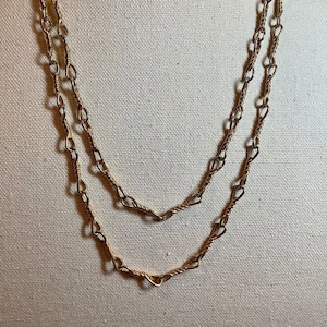 Vintage Monet Heavy Gold Tone Large Twisted Wire Link Chain Necklace 56 inch