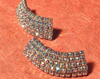 Large Musi AB Rhinestone Heavy Gold Tone Shoe Clips