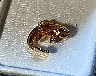 Gold Plated Leaping Trout Game Fish Figural Tie Tack