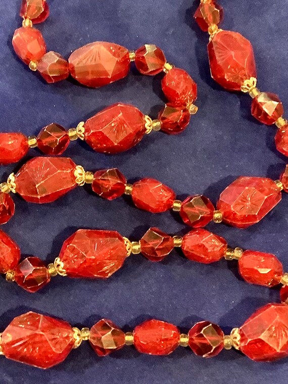West Germany Red Plastic Necklace 28 inches - image 3