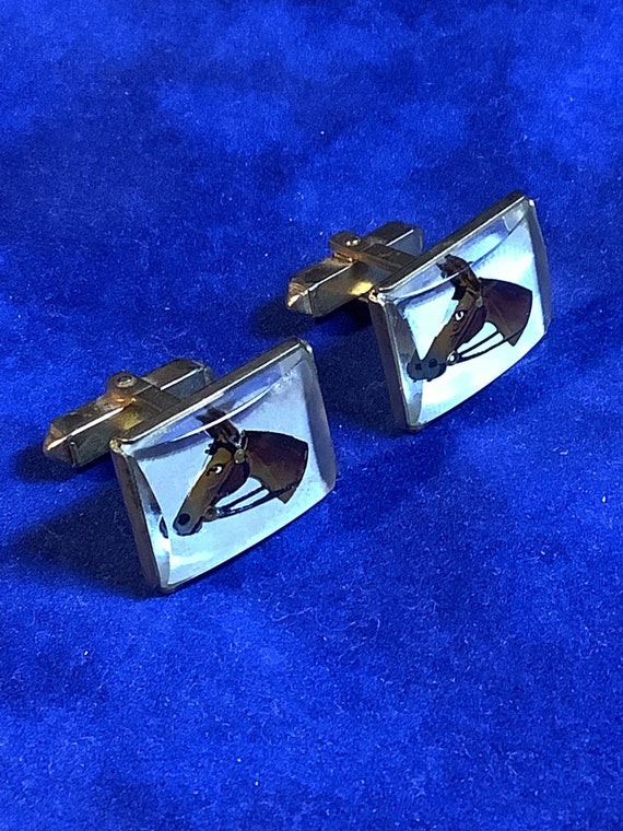 Equestrian Horse Intaglio Cuff Links Signed Anson - image 2