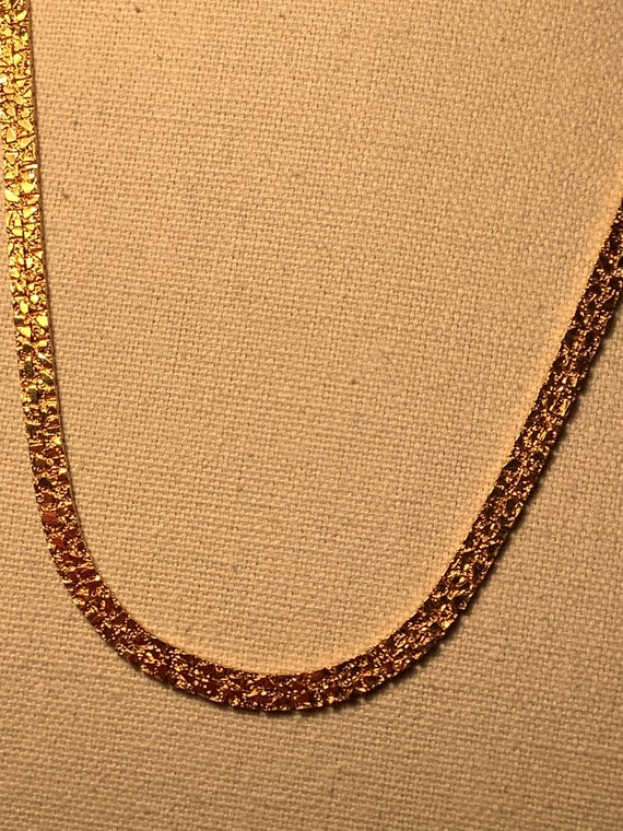 Wide Textured Brick Heavy Gold Plate Necklace 24 … - image 1