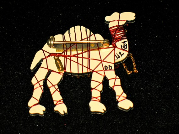 Signed LizTech Christmas Camel Wire Brooch Liz Te… - image 3