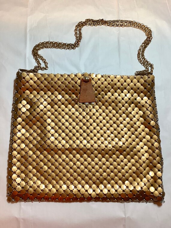 Vintage Large Whiting and Davis Gold Mesh Handbag