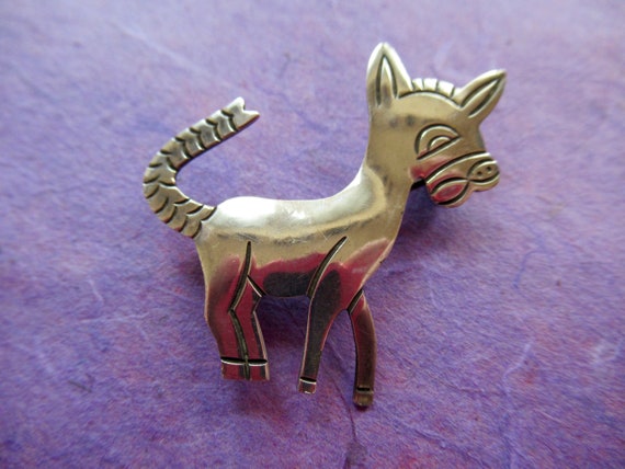 Taxco Sterling Donkey Brooch Signed 925 4.1g - image 1