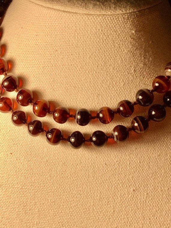 Vintage Red-brown Swirled Lampwork Glass Bead Neck