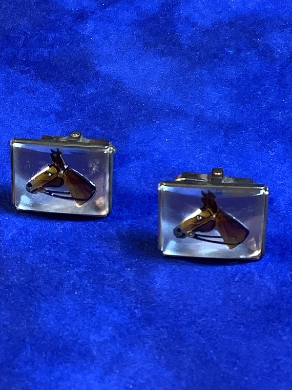 Equestrian Horse Intaglio Cuff Links Signed Anson - image 3