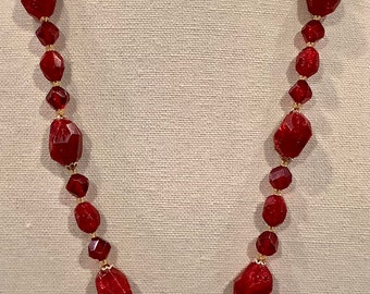 West Germany Red Plastic Necklace 28 inches