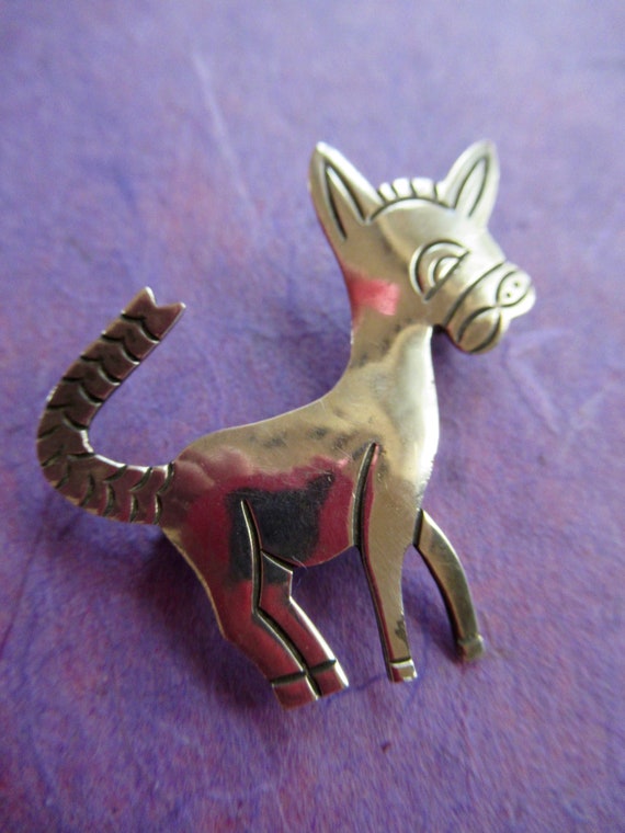 Taxco Sterling Donkey Brooch Signed 925 4.1g - image 2