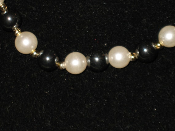 Vintage Polished Gem Hematite and Pearl Necklace … - image 5