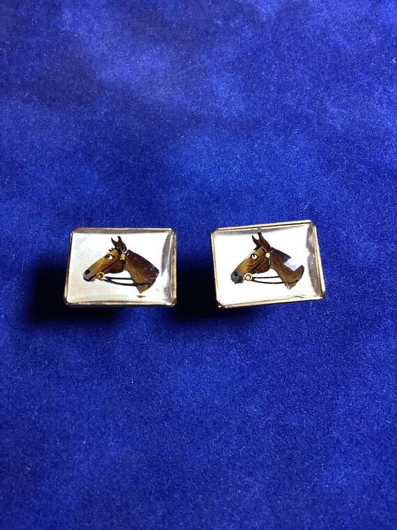 Equestrian Horse Intaglio Cuff Links Signed Anson - image 5