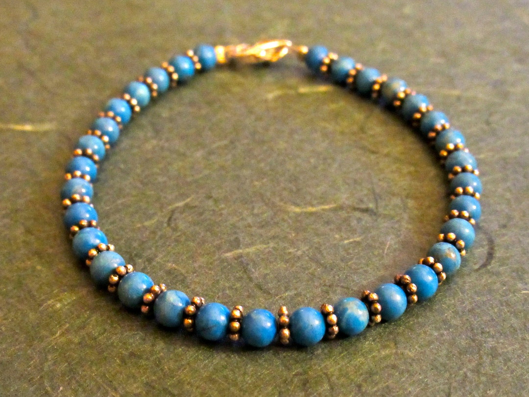 Sterling Silver Turquoise Bead Bracelet 7.5 Inch Etsy Singapore