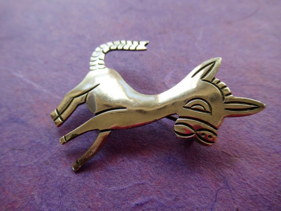 Taxco Sterling Donkey Brooch Signed 925 4.1g - image 3
