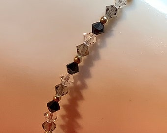 Gold Filled Bicone Crystal Bead Bracelet 7.5 inches