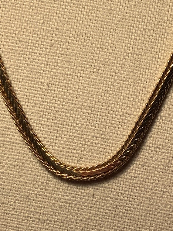 Double Thick Herringbone Gold Plated Chain Necklac