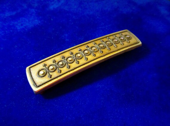 Edwardian Gold Wash Bar Pin Dual Pendant Brooch - image 4